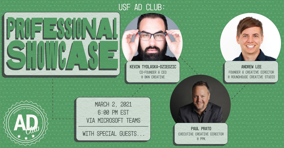 Join us tomorrow night at 6:00 PM for the chance to network and learn from professionals in the advertising industry! Come prepared to chat with our special guests  as they share first hand accounts of working in ad leadership.