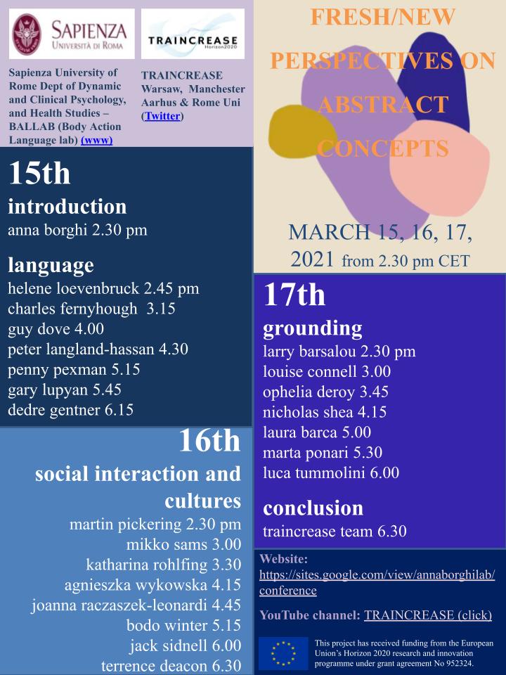 BALLab_Rome's tweet image. How do we use, represent, and acquire abstract concepts? We try to answer these questions in a three-day free, online conference with some of the leading scientists in the field.
Don't miss out on this special occasion! Link to the conference:
youtube.com/channel/UC2R9y…