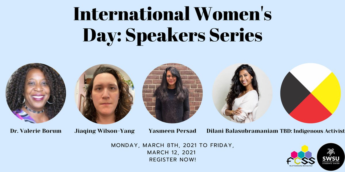 In honour of International Women’s Day, the Faculty of Community Services Society and the Social Work Students’ Union are hosting a week-long series of events to highlight various feminist issues. Register to attend here: bit.ly/3b5My9O @rcssociety @RyersonSWSU