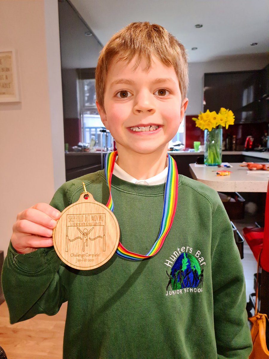 SheffGives's tweet image. Someone was pleased to get this in the post from #SheffieldGetMoving today 🏅 30 miles run before half term and now planning his next challenge! #ThisBoyRuns #LockdownChallenge @HB_Juniors
