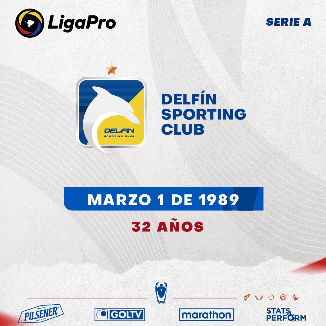 ¡Feliz aniversario <a href="/DelfinSC/">Delfín Sporting Club</a> 🐬!⠀
⠀
El cuadro mantense celebra 3⃣2⃣ años de vida institucional 👏
⠀
#LigaProSerieA #Delfín