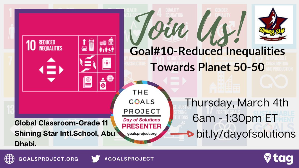 AbhilashaTochi's tweet photo. Super excited to be presenting on the Day of Solutions #GoalsProject 4th March at 2:00 pm GST #SDGGoal10
Pls register for the event or watch the  Livestream 
https://t.co/cXAGHxyC4z
We are super excited 
@khaleejtimes @SdgsSolutions
@gulf_news @teachmiddleeast  @Afreen50079461 https://t.co/ewQiV5l2ua