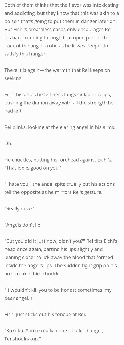 While we're at the talk of angel/demon, I'm putting this old reichi i wrote before for another kiss meme! Lol