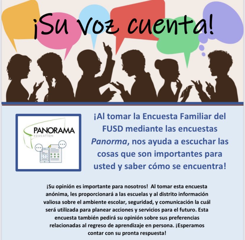 Please click on the following blue link to take the survey online from March 1 - 19, 2021.  surveys.panoramaed.com/fontana/famili…