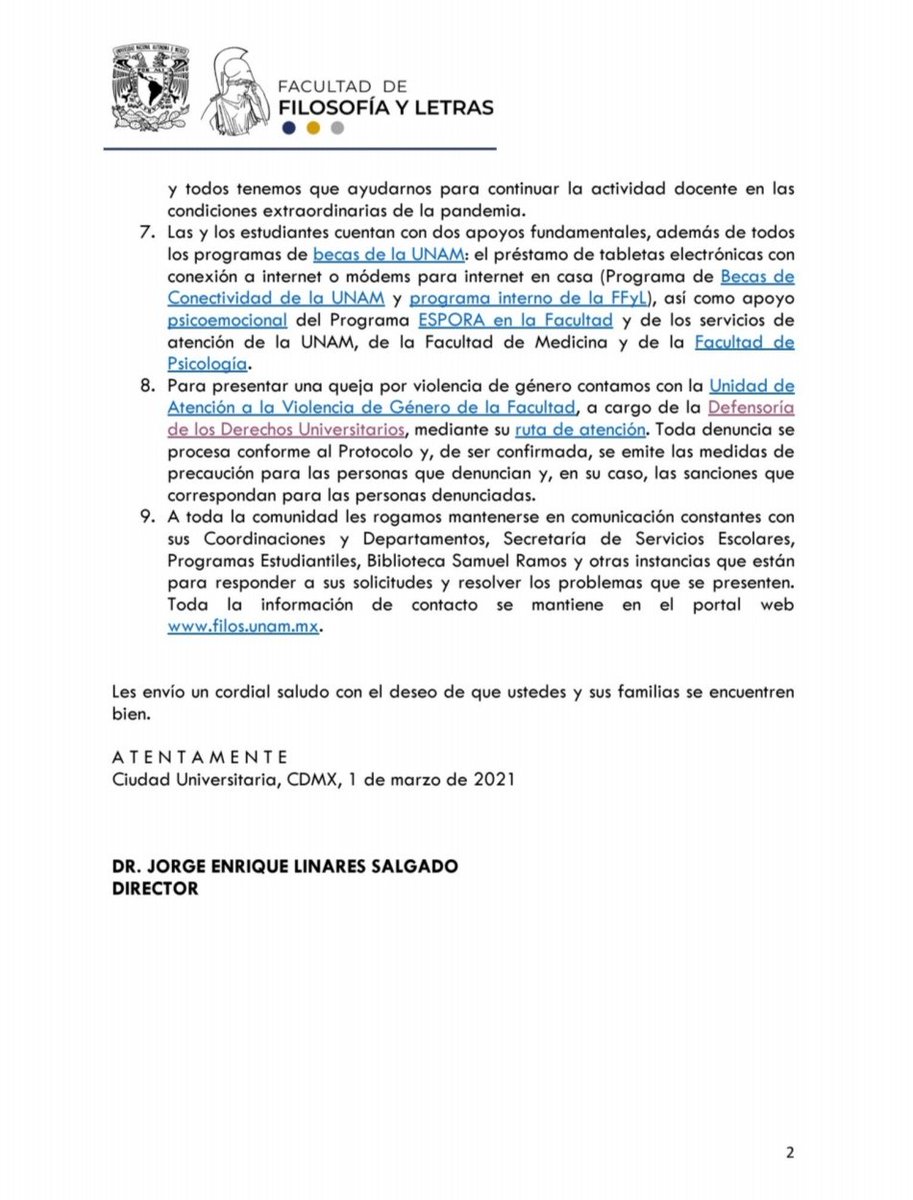 filos_unam's tweet photo. A LA COMUNIDAD DE LA FACULTAD DE FILOSOFÍA Y LETRAS
INICIO DEL SEMESTRE 2021-2 https://t.co/eXU8XFXeeT