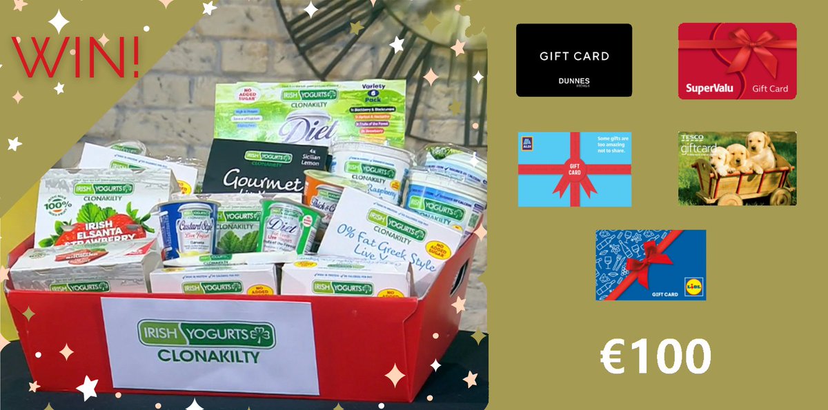 Irish Yogurts Clonakilty today celebrates 27 years in business. To help us celebrate we are giving away  a hamper of delicious yogurts and a €100 voucher for a retailer of your choice, as seen in the picture. 

Simply like and RT to enter. 

Winner announced Friday 05/03/2021!