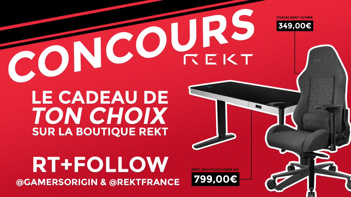 Galions_'s tweet photo. Besoin d'une chaise ou d'un bureau ? Choisis ce que tu veux gagner sur le site de https://t.co/LpMx3xiUT0 ! 👏

Pour participer au concours, #RT + #Follow @REKTFrance &amp; @GamersOrigin et commente avec le lien du produit de ton choix sur https://t.co/LpMx3xiUT0 !

TAS le 15/03 ! 🍀 https://t.co/GLBAVojqoY