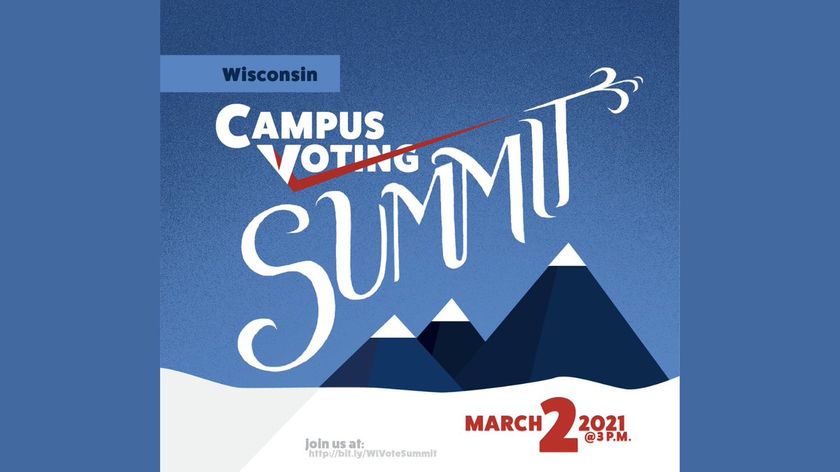 CampusVote's tweet image. ⏰The Wisconsin Campus Voting Summit is TOMORROW March 2nd, 3-5:30 PM CT.  

For staff, faculty, students at any Wisconsin college campus!

See agenda and registration info at campusvoteproject.org/events