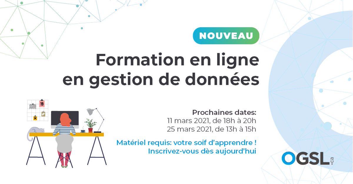OGSL_SLGO's tweet photo. La formation en gestion de données offerte par l’OGSL est un franc succès jusqu’à maintenant ! Ne manquez pas la chance d’avoir une formation professionnelle. Prochaines dates et autres informations : https://t.co/cNJA9hridQ https://t.co/lHEkh3dCej