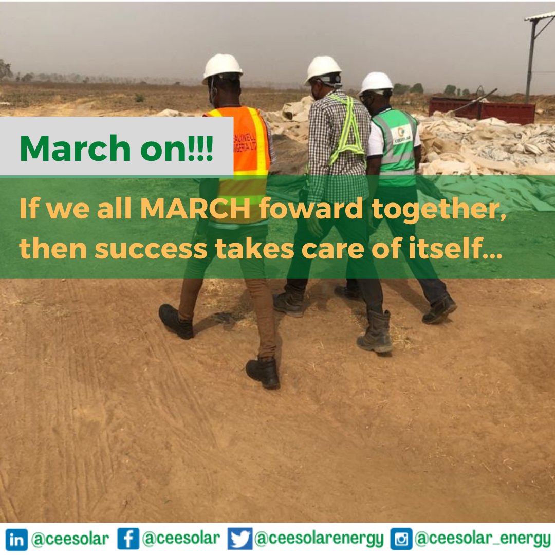 Be inspired to keep MARCHING forward... 

#minigrids #SOLAR #MotivationMonday #Sustainability #renewables