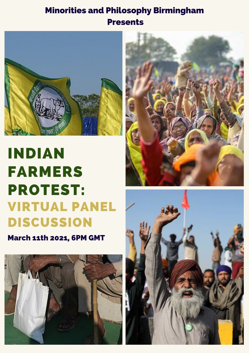 MAPBirmingham1's tweet photo. We are excited to announce that we have organised a panel discussion on the current Indian Farmers Protest. We have a fantastic panel line up, which includes @JhuttiJay, @RaviSinghKA, Professor Pritam Singh and @HarjapBhangal 

MARCH 11th

Sign up link: 
https://t.co/IGdIJK4RUN https://t.co/kKqjCfJt9Z