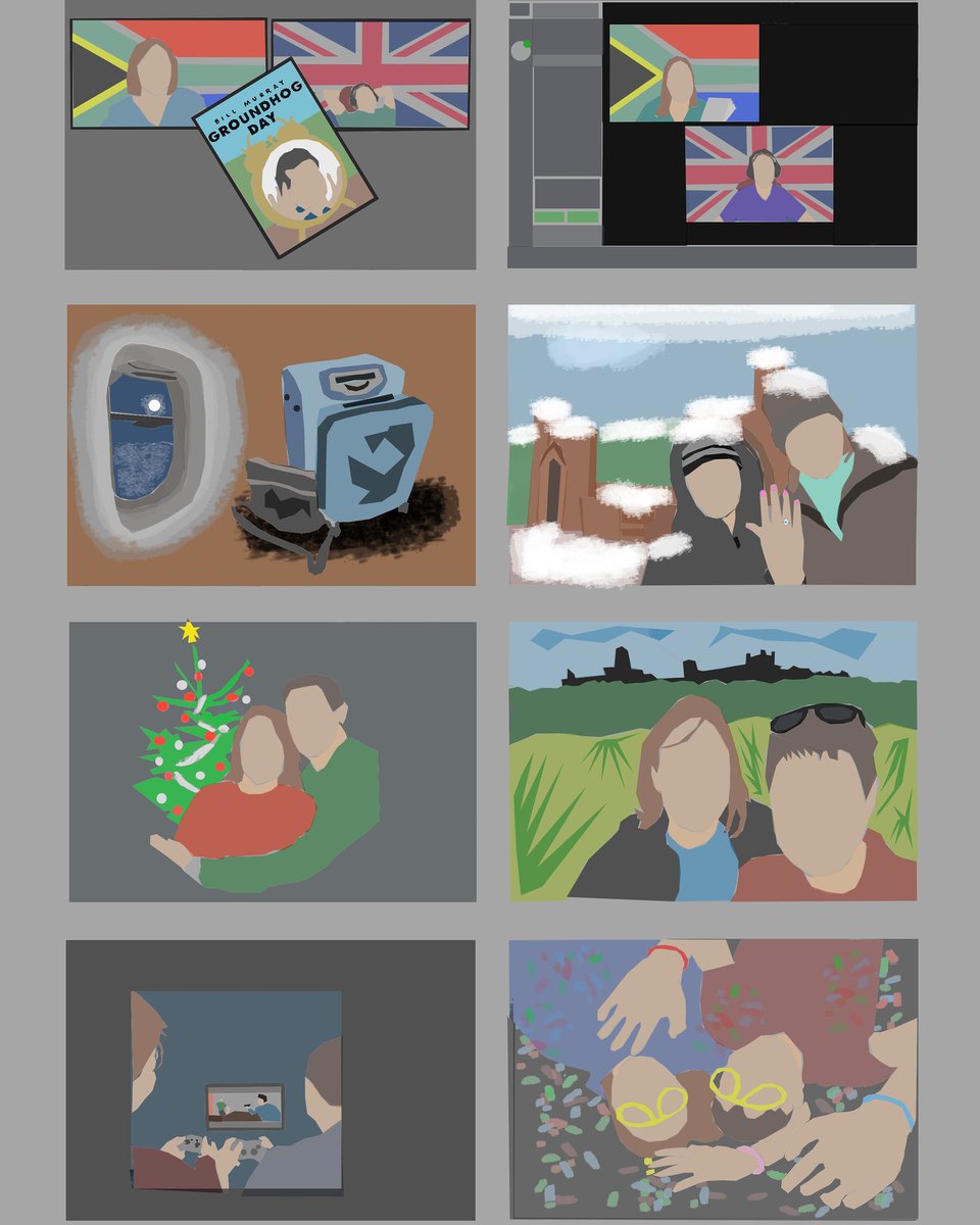 Going to be a sad week 😞. Saying goodbye to my fiancé on Thursday and flying back to South Africa. Made a quick illustration of some of my favourite days ❤
#sad #illustrationoftheday #illustration #illustrationart #digitaldrawing #digitalillustration #digitalart #goodbye2020 https://t.co/UfIHjKAjmY