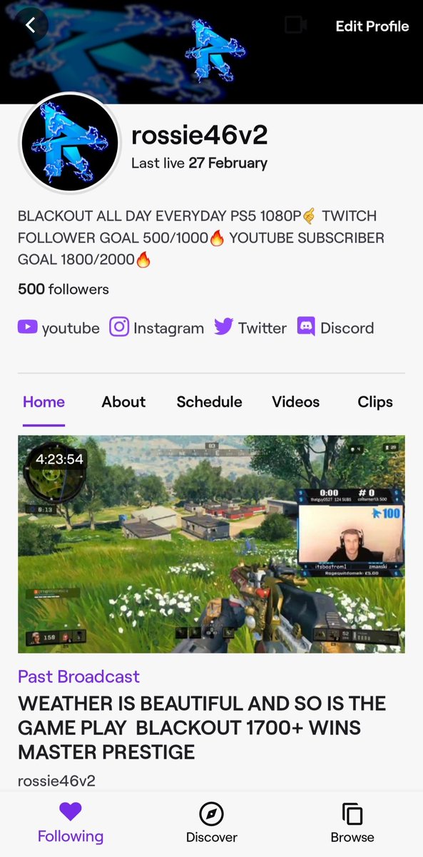 500 followers thank you guys!!! 

Let's hit 1k twitch.tv/rossie46v2
