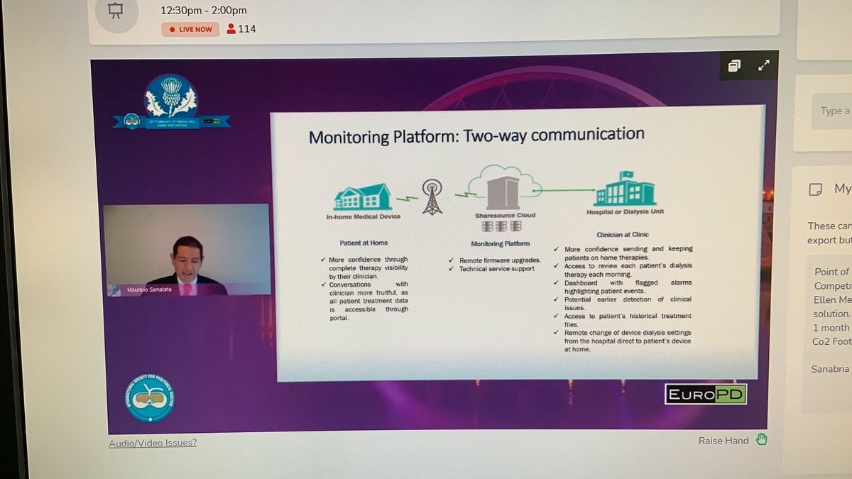 ivy742's tweet photo. Two-way-communication Platform for APD patients, especially important in these isolation times to manage patients at home #Sharesource presented by Prof. Sanabria #ISPDEuroPD2021 https://t.co/X9qUpyyBq9