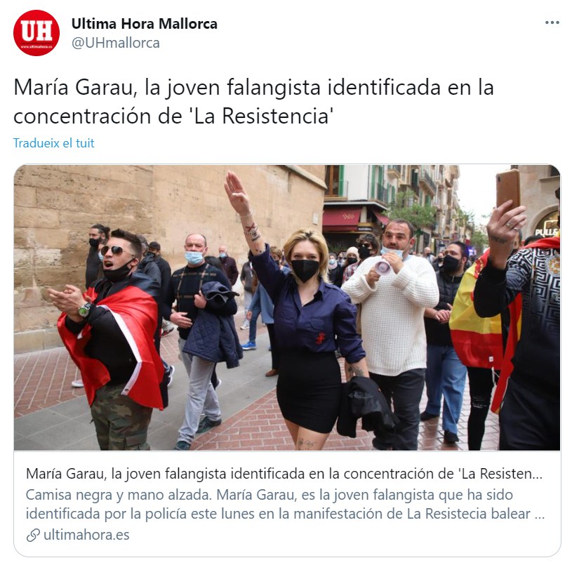 eimallorca's tweet photo. Denunciam la irresponsabilitat d'@UHmallorca amb el tractament d'aquesta notícia.
Aquesta banalització dels grups d'ultradreta, que ja hem vist a diversos mitjans espanyols, només fa que potenciar la seva normalització.
#NoPassaran https://t.co/7jgSYsgbSG