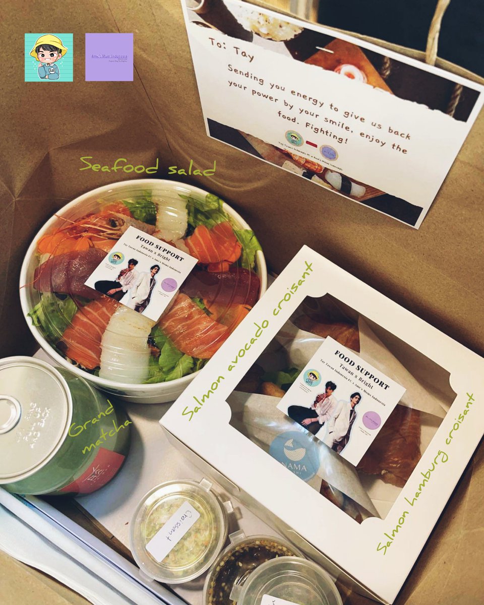 TayTawan_INA's tweet photo. Today's food support for @Tawan_V, @bbrightvc, P' Yui & P' Eed from Tay Tawan Indonesia FC in collaboration with @moms_ame ! 😊
Good luck for today's live event, hope you enjoy the food. 💙
#ฮึบTalkbyBrandsXBrightXTayTawan #Tawan_V #bbrightvc #ChaobaanProject https://t.co/rrFT1CP4AI