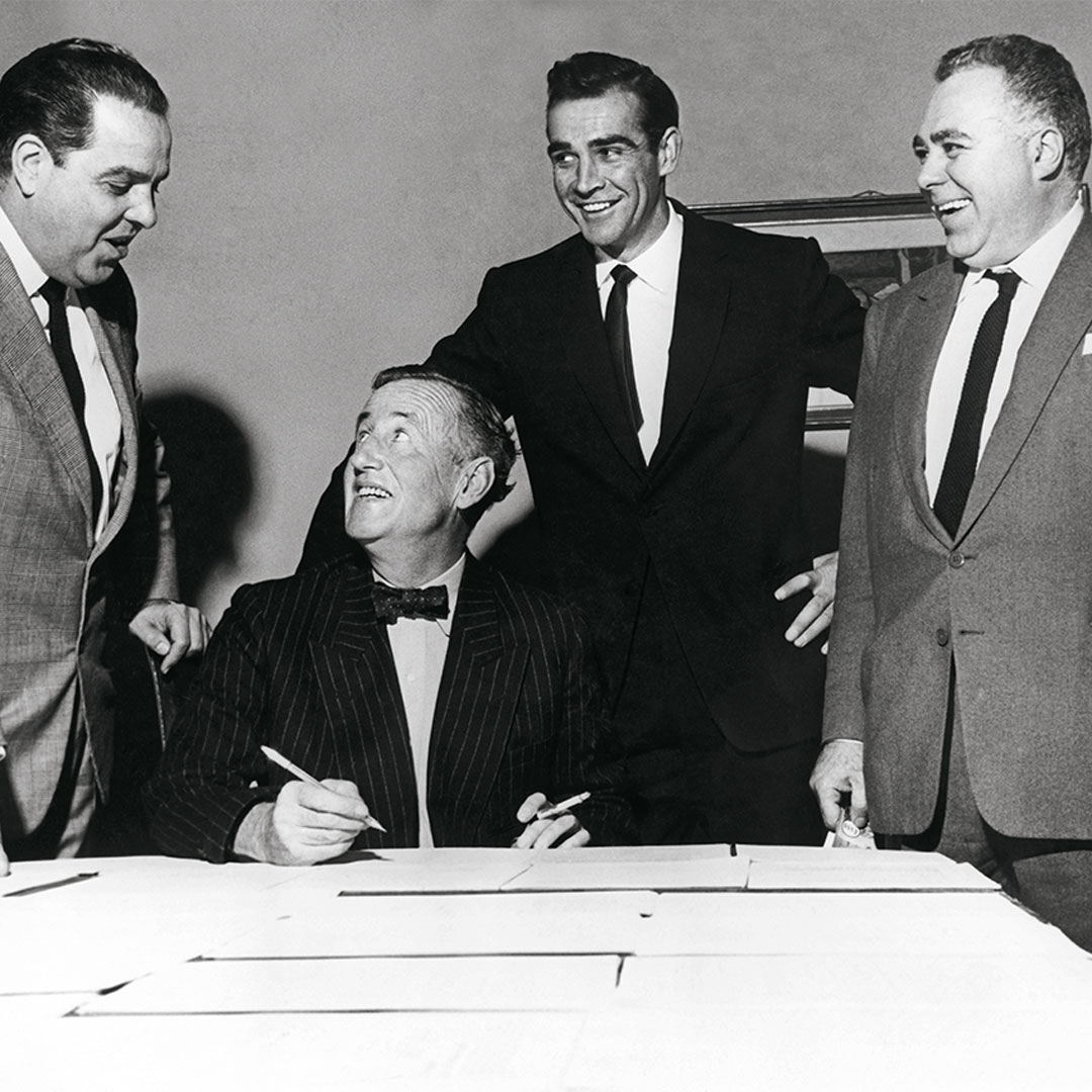 On World Book Day, we remember where it all started for 007. Here’s author Ian Fleming with producers Cubby Broccoli, Harry Saltzman, and Sean Connery in 1961 before filming began on DR. NO.