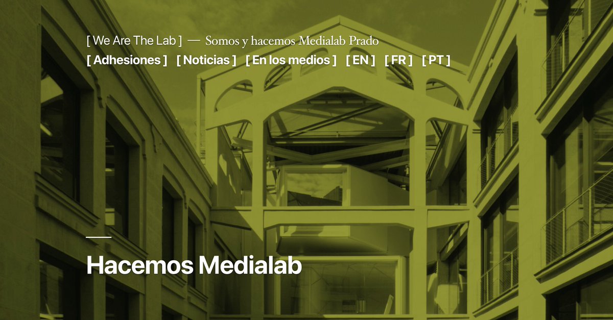 comicarchitect's tweet image. Salvemos @MedialabPrado @SaveTheLab 

Firma el manifiesto:
wearethelab.org

#WeAreTheLab #SaveTheLab #Medialabprado #Madrid