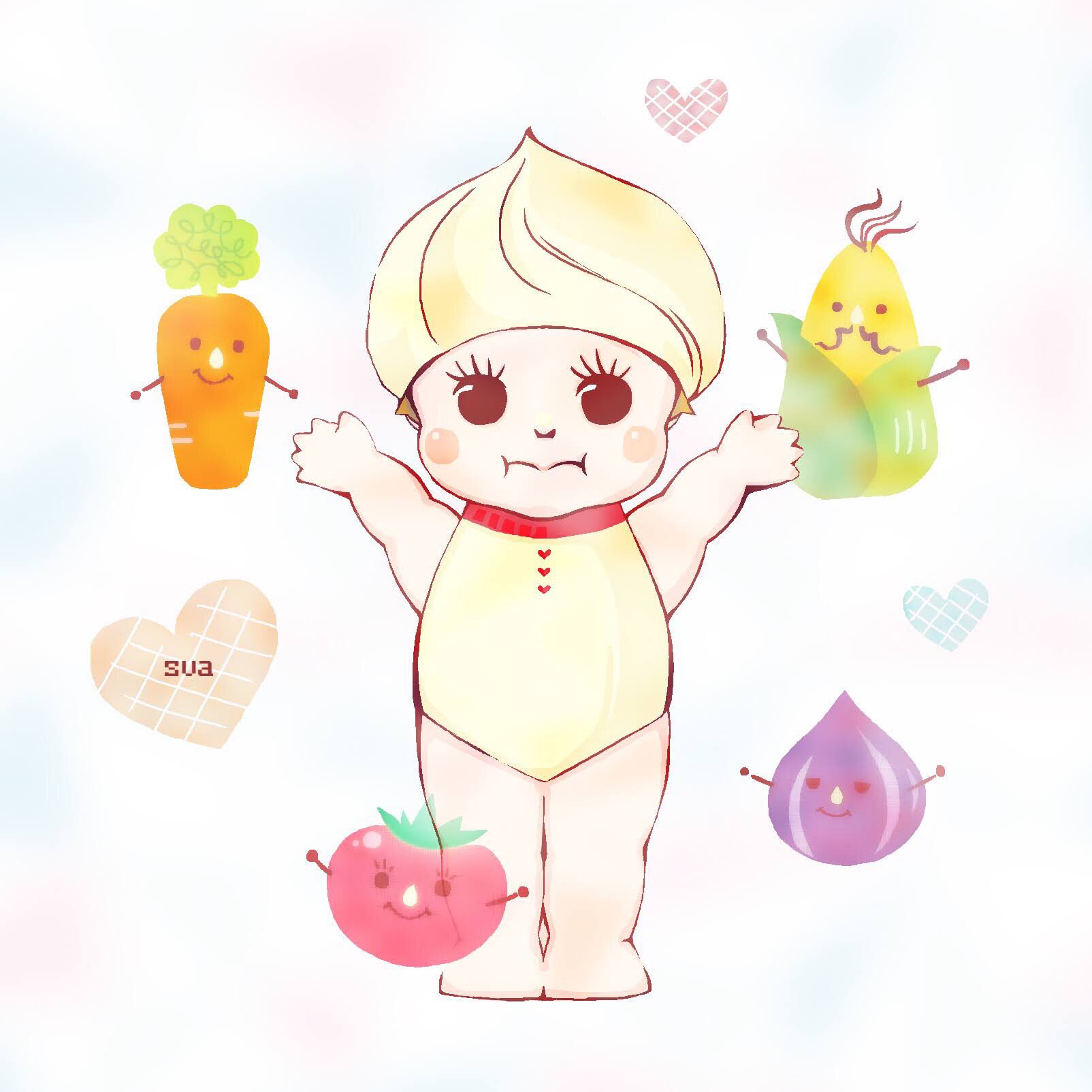 Sua スア おともだち イラスト イラスト好きさんと繋がりたい 一日一絵 マヨネーズの日 野菜 キューピーちゃん T Co Qptlyp3ctp Twitter