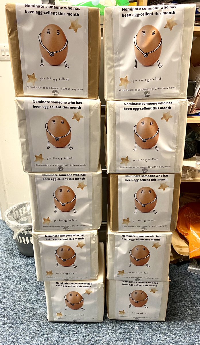 The Midwifery Ambassadors have been busy this morning delivering ‘egg-cellent’ boxes to all ward areas! 
Tell us who has been a ‘good egg’ this month and they will receive a little something to say thank you 🌟 

#PerceptionsOfMidwifery 
#MidwiferyAmbassadors