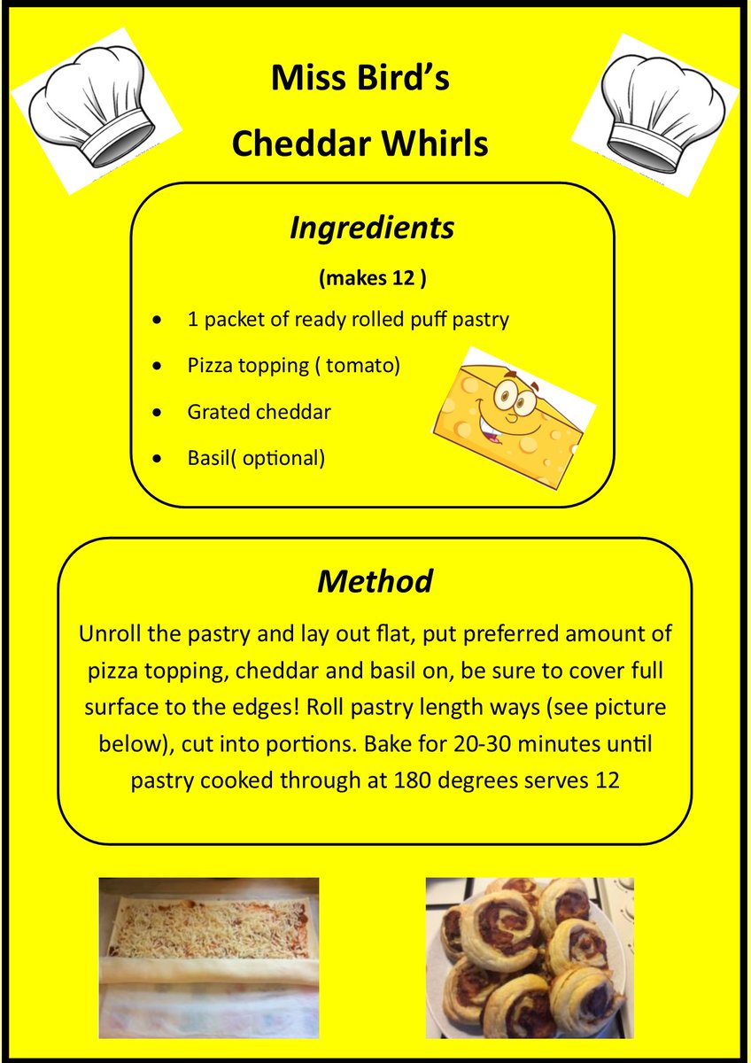 Here is another delicious recipe from Miss Bird for you to try at home. #enjoyment #learning #delcious #chedarcheese