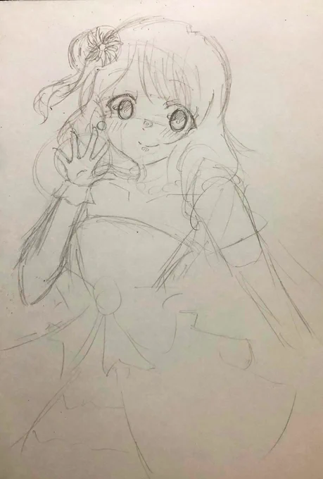久しぶりにできるまでの過程を載せてみよう✨

ものすごく適当な下書き→下書き→ペン入れ→色塗り 