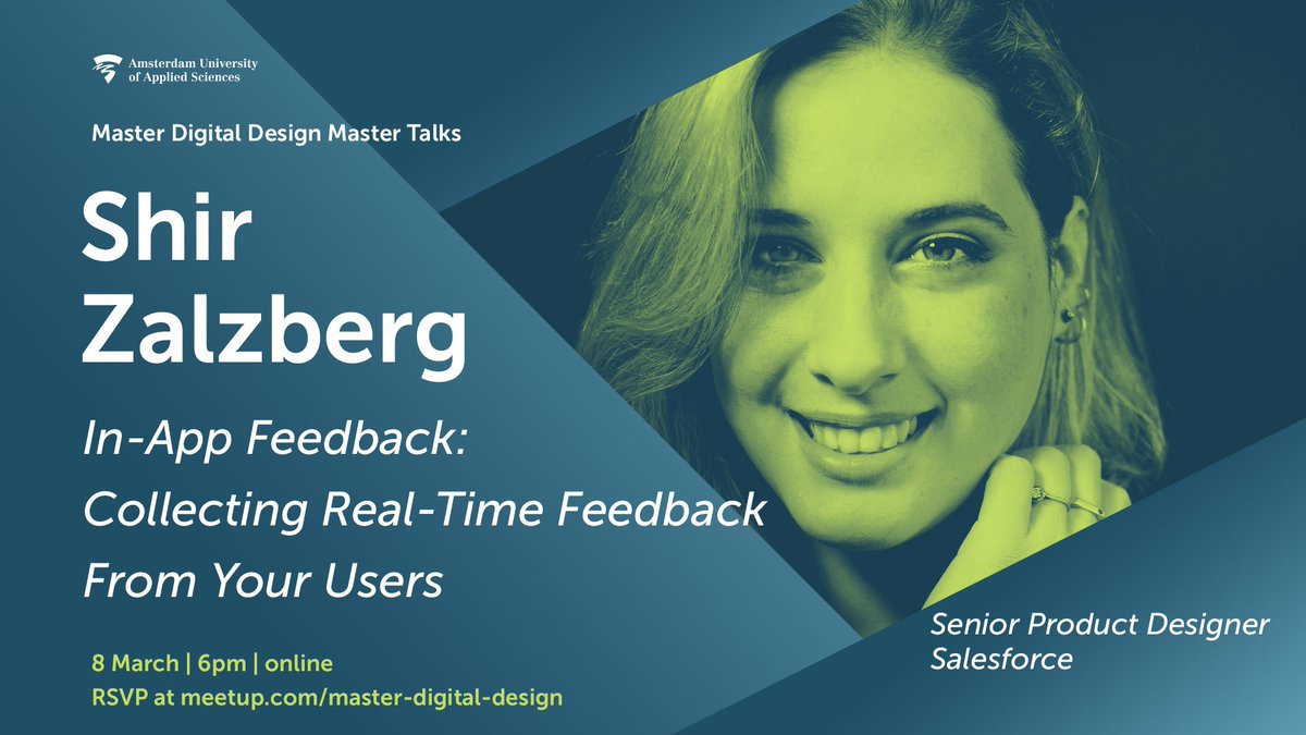 8 MARCH | 18:00 | FREE ONLINE MEETUP
In-App Feedback: Collecting Real-Time Feedback from Your Users. 

Presentation by Salesforce Sr Product Designer SHIR ZALZBERG.

Register via: bit.ly/3r1m3ro

#digitaldesign #uxdesign #customerexperience  #designeducation