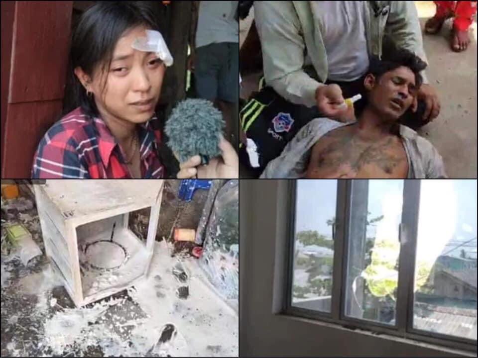 PorcelainJb's tweet photo. The situation in Myanmar is more like a slaughter now. The criminal soldiers n police shot a house in Myeik , arrested father and son, tortured a pregnant woman and robbed their money!

@YourAnonCentral @RapporteurUn @UN_HRC @UN @freya_cole 
#Mar1Coup
#WhatsHappeningInMyanmar https://t.co/n8PnQcnCQI
