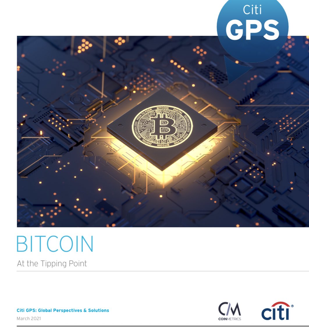 Citi has a new, 108-page report on #bitcoin, which concludes the  cryptocurrency “is at a tipping point and we could be at the start of  massive transformation of cryptocurrency into the mainstream.”