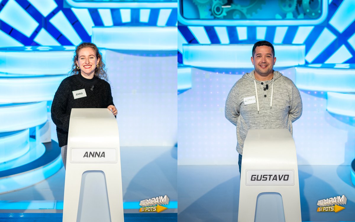 AtrapamAPunt's tweet photo. Els concursants de hui dilluns són:

👤 @dani_pellicer de València
👤 Ana Ros d'Alacant
👤 Anna d'Alacant
👤 Gustavo d'Alfarb
👤 Alegria de Benicull
👤 Pablo de Borriol 

🕒 A les 15.10 h, #AtrapamSiPots en @apunt_media. https://t.co/HS7VtL5XFc