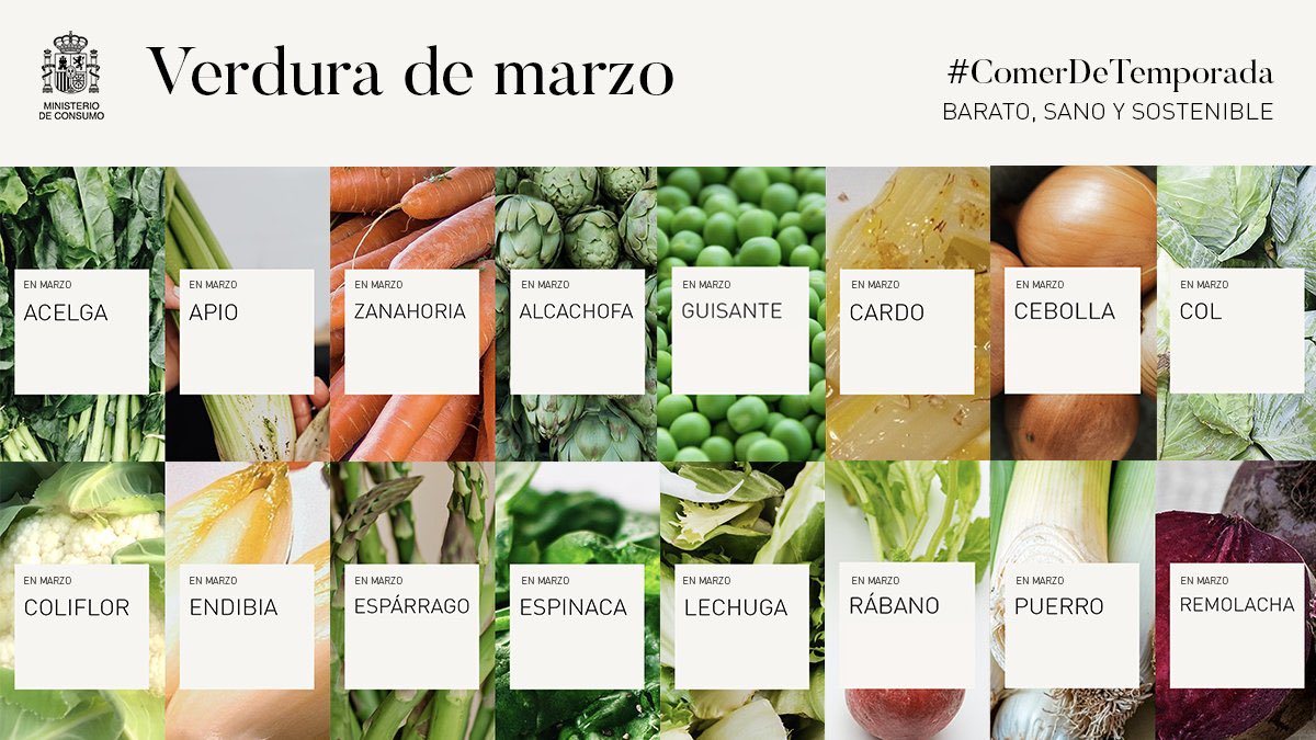 agarzon's tweet photo. Como cada mes, si quieres consumir alimentos de manera saludable y al mismo tiempo proteger al planeta, consume de temporada. Aquí las frutas y verduras de temporada en este mes de marzo: https://t.co/TBfAHnC20q