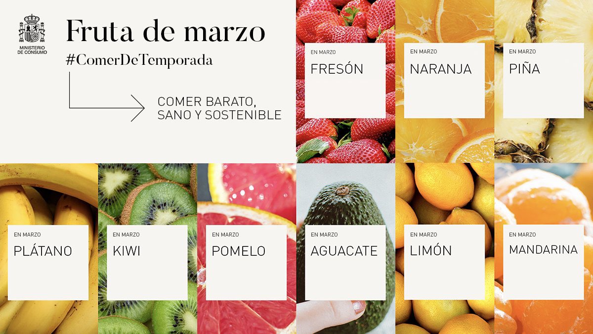 agarzon's tweet photo. Como cada mes, si quieres consumir alimentos de manera saludable y al mismo tiempo proteger al planeta, consume de temporada. Aquí las frutas y verduras de temporada en este mes de marzo: https://t.co/TBfAHnC20q