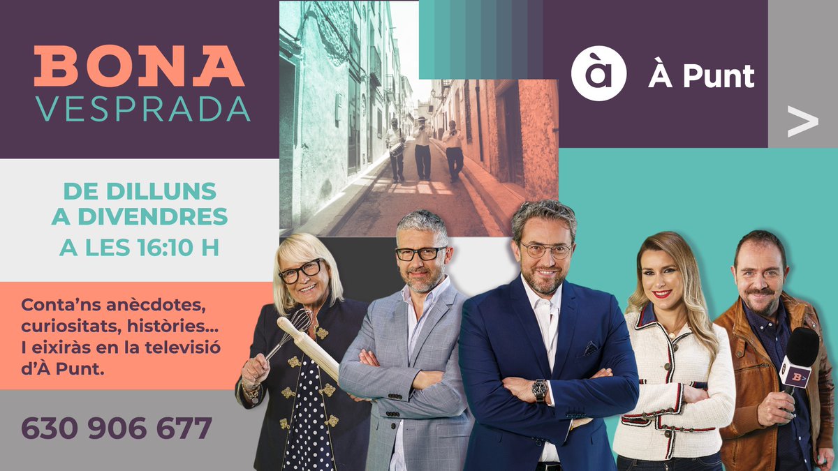 Aquesta vesprada en el programa Bona vesprada d'<a href="/apunt_media/">À Punt</a> @BonaVespradaAP, podrem gaudir en directe de Vinaròs. No us ho perdeu! 👀

⏰ A les 16.10 hores. 

#AjuntamentVinaròs