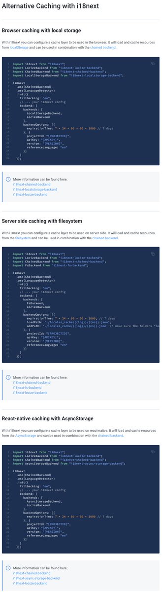 adrirai's tweet photo. Alternative #Caching with i18next:
- #Browser caching with #localStorage
- #Server side caching with #filesystem
- #ReactNative caching with #AsyncStorage

➡️ https://t.co/YPFqtMy25u

#i18n #i18next #javascript #cache #performance #fallback #cloud #mobile #web #NodeJs #Deno https://t.co/BSW4zpC9h4