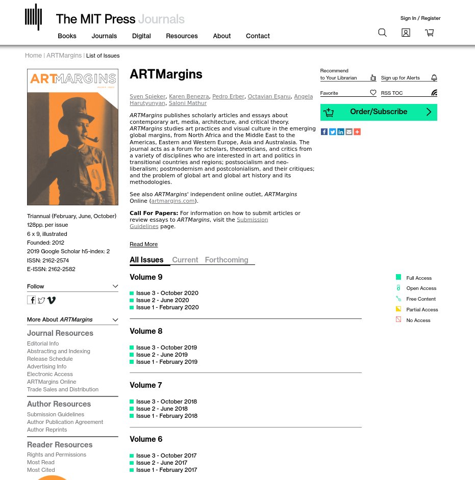 monoskop's tweet photo. If it's not a bug but a feature, this is big. MIT Press has now granted full access to all its journals https://t.co/YibsAPqA5e https://t.co/TjtkOJbteC
