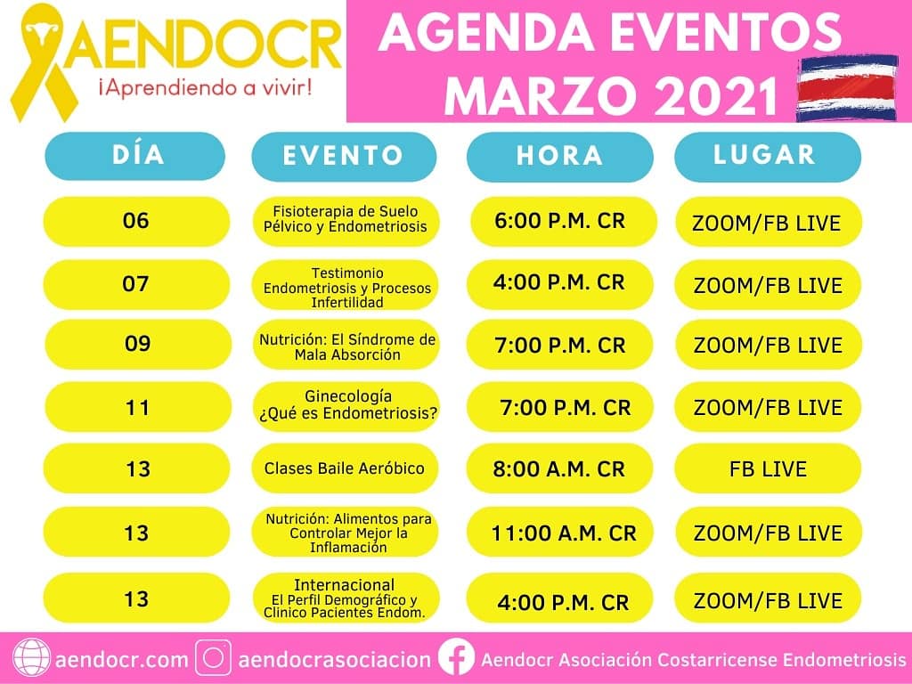 aendo_cr's tweet photo. MARZO💛 Mes donde nos dedicamos a la concientizacion sobre #endometriosis, les dejamos la agenda de las actividades que tendremos durante el mes, que se realizaran en nuestras redes sociales
#endomarch2021 #1decada10 #diadeamarillo #lazoamarillo
#RompiendoElSilencio https://t.co/n6uFnxJXKi