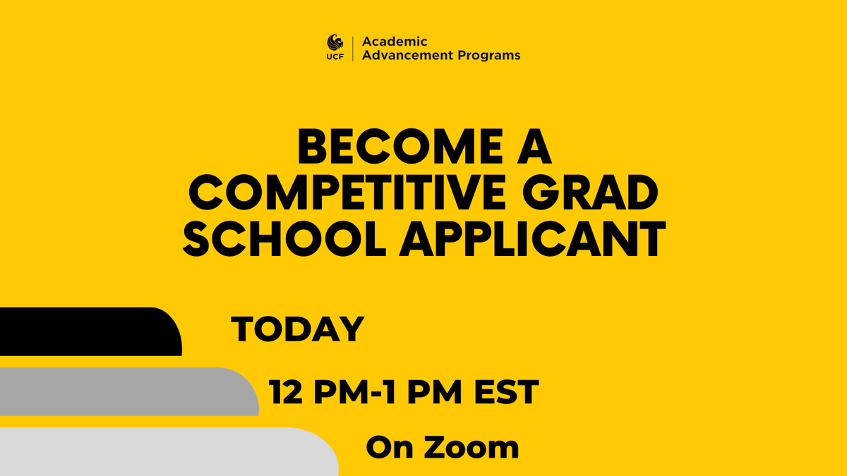 aapatucf's tweet photo. Want to learn what graduate programs look for in your application? Want to be prepared for your next educational step? Sign up now to learn how to become a competitive applicant: https://t.co/EBq80jzDAP #aap #ucfgradprep https://t.co/FuACCb5efE