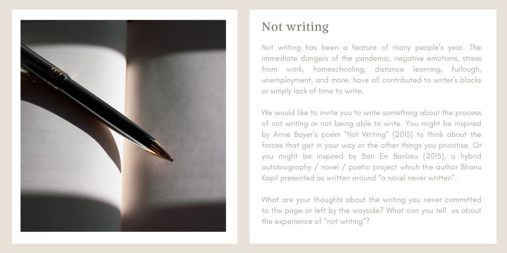 OxLifeWriting's tweet image. A year into the pandemic, we're relaunching our Life-Writing of #ImmeasurableEvents project that documents personal experiences of, and creative responses to, Covid-19. 

Our first monthly prompt is: 'This Immeasurable Year'
oclw.web.ox.ac.uk/article/this-i…
