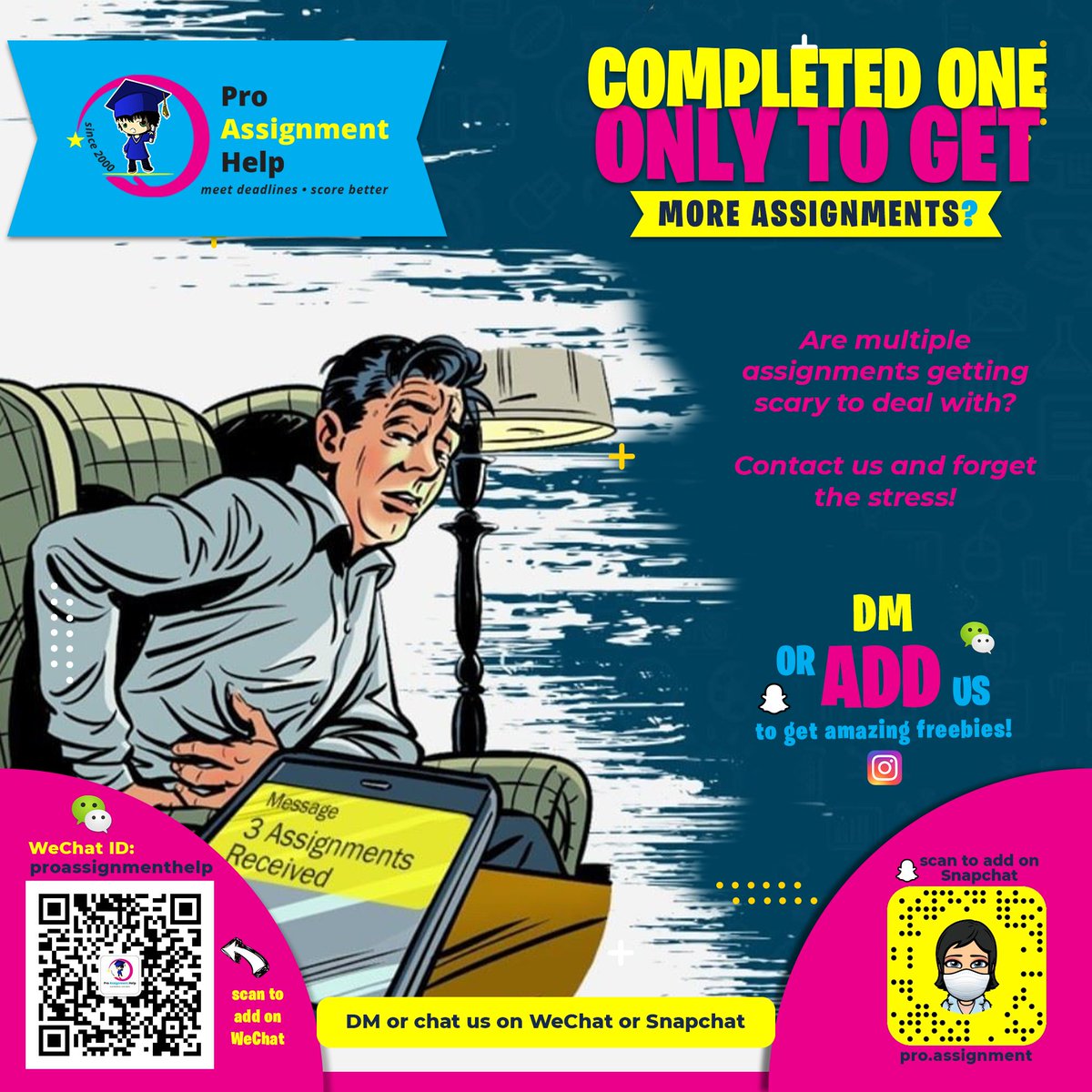 ProAssignmentH1's tweet image. Use our Pro Assignment Help service to score better and meet your deadlines. No matter what kind of academic paper you need, it is simple and secure!

Snapchat Username: Pro.Assignment
WeChat Id: ProAssignmentHelp

#assignment #assignmenthelp #essay #essayhelp #onlineclasses