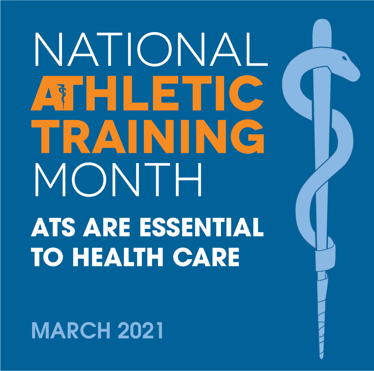 #NATM2021 !
The time has finally come to recognize all of the Athletic Trainers that make this profession so greAT. We are armed with the skills, knowledge, and ability to adapt which signifies that Athletic Trainers are essential to healthcare.