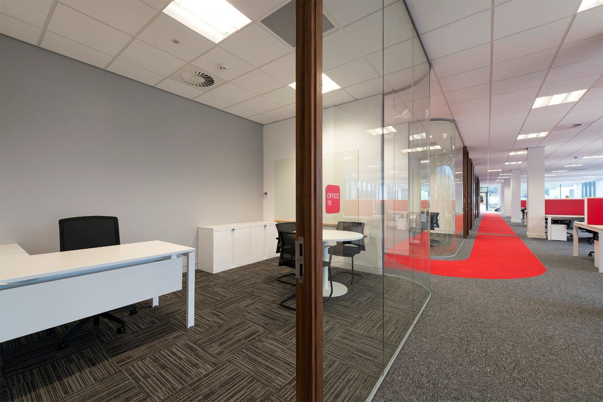 AspectFlooring's tweet photo. We created this feature walkway to add extra brand identity to our client's bold new office design - follow the link below to see more of this colourful case study.⠀
https://t.co/v9YJyto916
#AspectFlooring #floors #carpet #fitout #ipsoft #officedesign #office #design #red https://t.co/I4qwFWTmo7