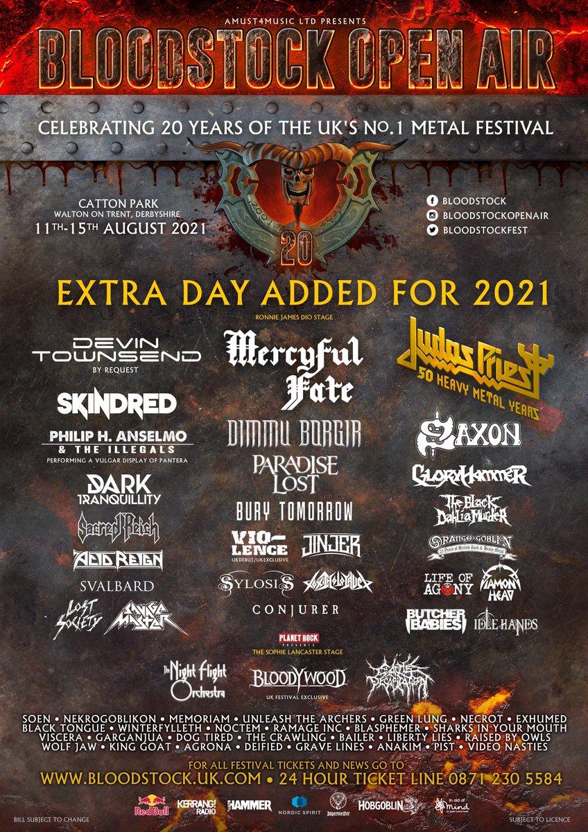 #BOA21 is set to be the UK’s biggest metal party of 2021 🤘 120+ bands, 4 stages, over 5 DAYS 🎫 Grab your day and weekend tickets at bloodstock.seetickets.com