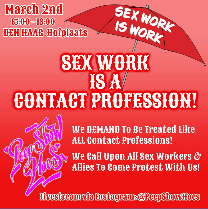 sekswerk_info's tweet photo. "Sekswerkers eisen gelijke behandeling met andere contactberoepen" https://t.co/wUDXhIIFPN
Protest op de Hofplaats in Den Haag, dinsdag 2 maart
#sekswerkiswerk #prostitutie #contactberoep #oneerlijk #corona #striptopia @peepshowhoes @Spot46_DenHaag @BelleTussenvrz @Sexwerk https://t.co/qI0HWgcTgn