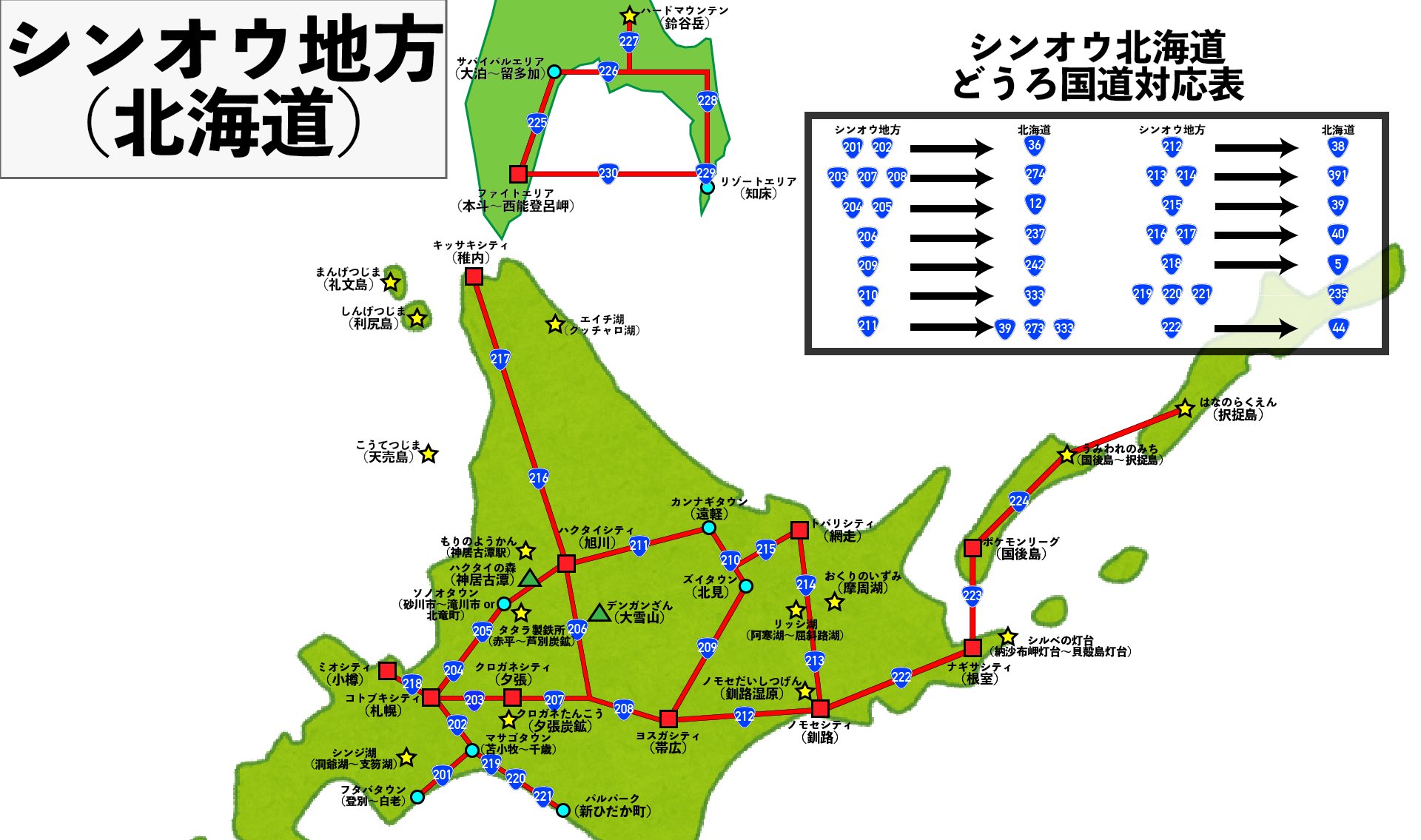 おもしろ地理 on Twitter: "ダイパ世代道民として、ダイパリメイク発売を記念してシンオウ北海道対応地図を作りました  https://t.co/vKGJpyXHjk" / Twitter