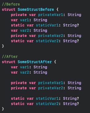 dragosionel's tweet image. Great Code - Tip 4
Group the properties according to types and add an empty space between different categories. This makes the code easier to read.
#codinginstyle