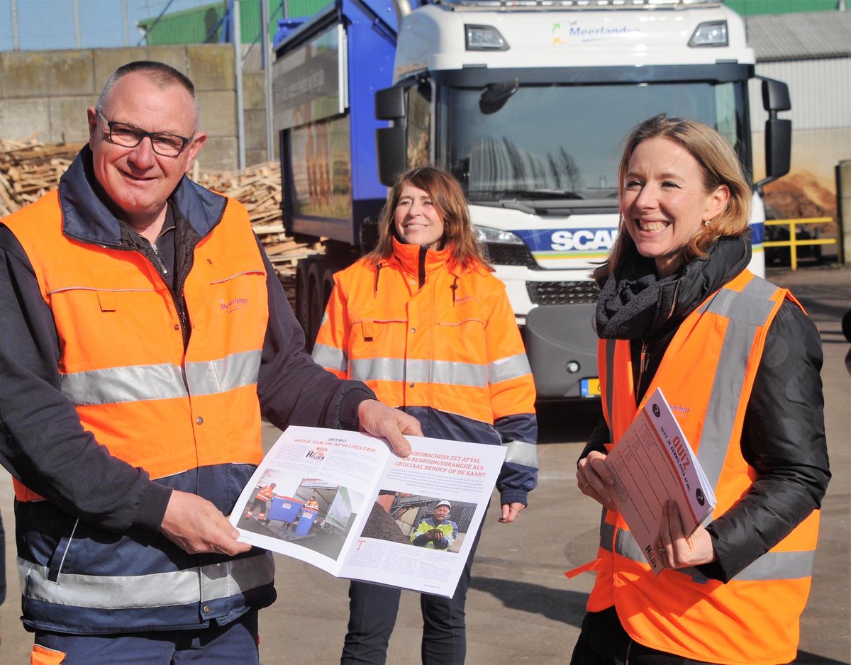 Vandaag voor de week van de #afvalhelden op werkbezoek bij @Meerlanden om met een paar helden te praten over hun belangrijke werk! #grondstoffenleveranciers
