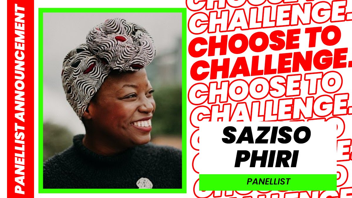 📣ANNOUNCING!📣 Our next #ChooseToChallenge Event Panellist – Saziso Phiri!

📅 8th March
🎟️ PWYC (supporting @nottswomenscent)
👉 wearenonsuch.com/iwd2021

@sazisophiri is a visual arts curator, cultural producer and founder of @theantigallery 

#IWD2021 #Nottingham