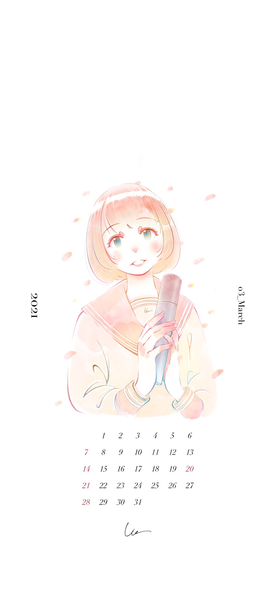 Lie 3月の壁紙カレンダーできました 今月は 卒業 旅立ちって切なくて 美しくて 大好きな瞬間 良ければ保存して 壁紙にお使いください Illustration イラスト 壁紙 T Co Dworx3rvzi Twitter