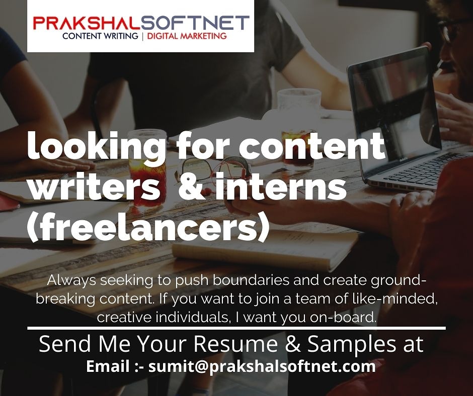 BloggerSumit's tweet image. Looking For Some Good Freelance Content Writers
#hiring 
#hiringnow 
#freshersjobs 
#freelancers
#internshipopportunity 
Send Your Resume &amp;amp; Samples At
Sumit@prakshalsoftnet.com prakshalsoftnet@gmail.com