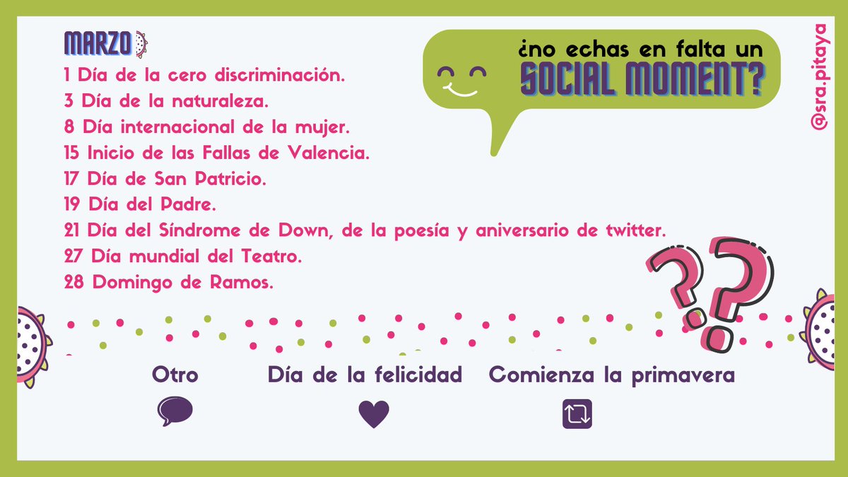 📢📢📢¡Hello Marzo!🌈¿JUGAMOS?.
😂😂😂Aquí falta una fecha muy importante. ¿Sabes decirle a esta señora despistada cuál es y cuándo?.

#juegosmarketing #calendario de <a href="/aulaCM/">Aula CM - Escuela de Comunicación y Marketing</a>